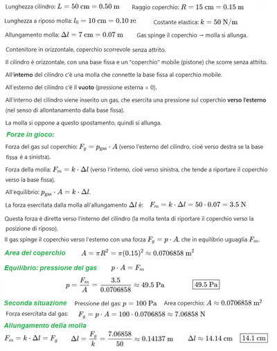 Calcolo pressione e allungamento molla 2