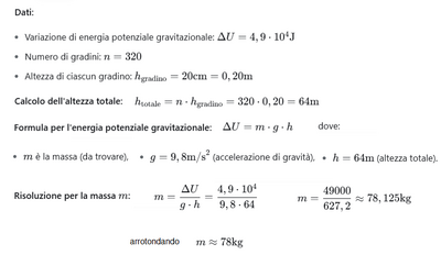 Calcolo massa uomo su gradini montagna 
