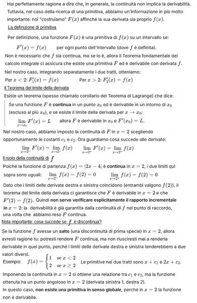 Continuità e derivabilità delle primitive 