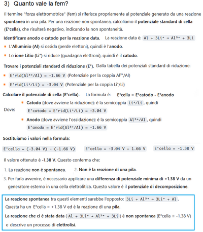 Analisi di una reazione chimica e pila 2
