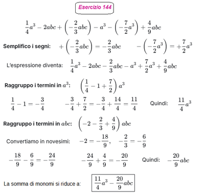 Semplificazione di espressioni con monomi simili 144