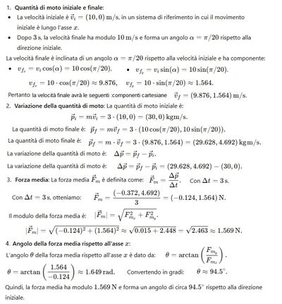 Quantità di moto e forza media