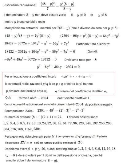 Risoluzione equazione quadratica con soluzione y=6 A 