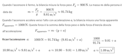 Calcolo accelerazione ascensore verso l'alto
