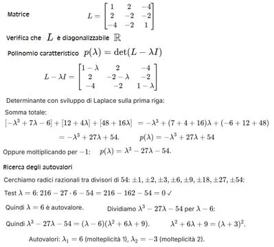 Diagonalizzazione matrice reale 1