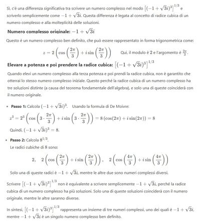 Numeri complessi sotto radice