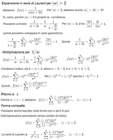 Sviluppo di Laurent per funzione complessa 2 