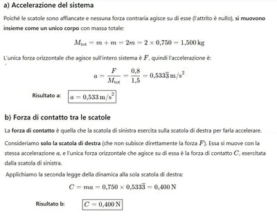 Forza contatto accelerazione scatole 1