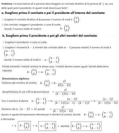 Calcolo combinatorio  identità dimostrata Es 272