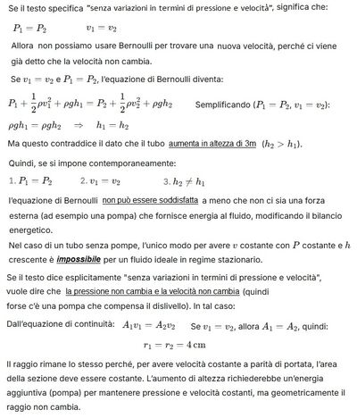 Calcolo raggio tubo con Bernoulli 1