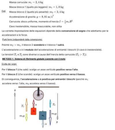 Risoluzione problema fisica carrucola m 1