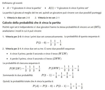 Probabilità vittoria tennis 1