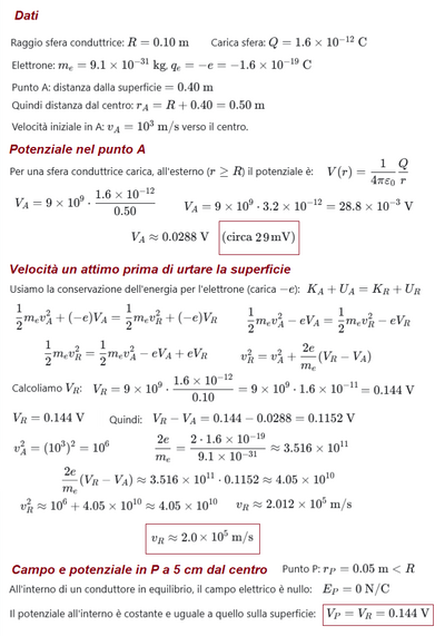 Es 88  Analisi fisica della sfera conduttrice 