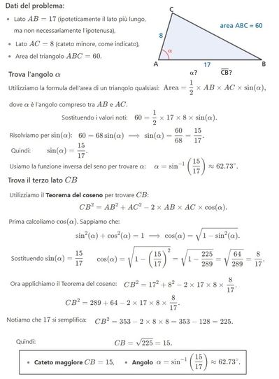 Misura cateto e angolo di triangolo dato