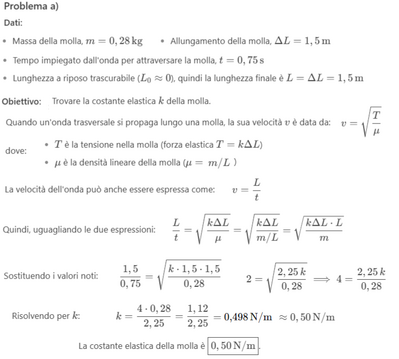 Problema di fisica su molla e onde 1 