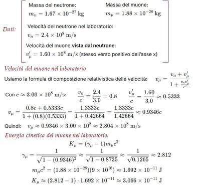 Risoluzione problema fisica relativistica 1 