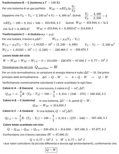 Calcolo volume e lavoro ciclo elio 2