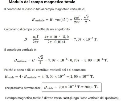 Campo magnetico al centro di un quadrato 3
