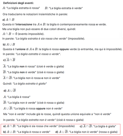 Eventi con biglie colorate estratte 
