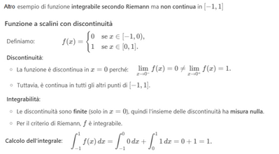 Funzione integrabile ma non continua esempio 2 