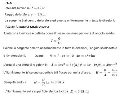 Calcolo illuminamento sferico  variante