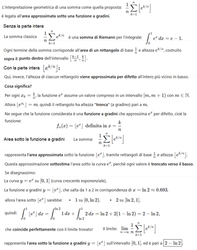 Limite e somma di Riemann e grafico 1