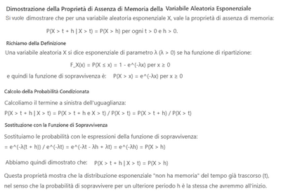 Dimostrazione proprietà memoria variabile esponenziale 