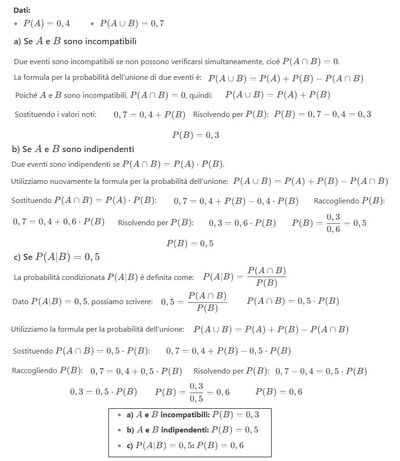 Probabilità evento B in 3 casi distinti