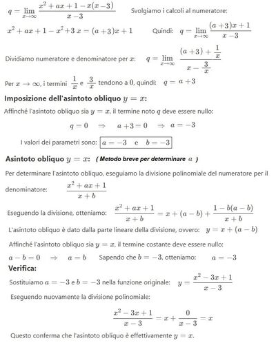 Parametri a e b per asintoti 1b