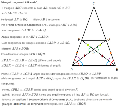 Dimostrazione triangoli isosceli in geometria 1 
