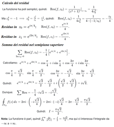 Calcolo integrale con metodo dei residui (b )