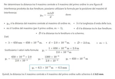 Distanza fra massimo centrale e primo ordine