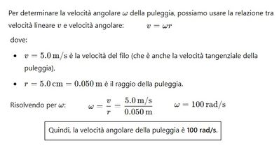 Velocità angolare puleggia 