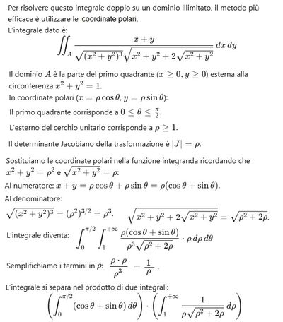 Integrale doppio su intervallo illimitato 1