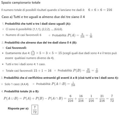 Lancio 3 dadi in contemporanea 1
