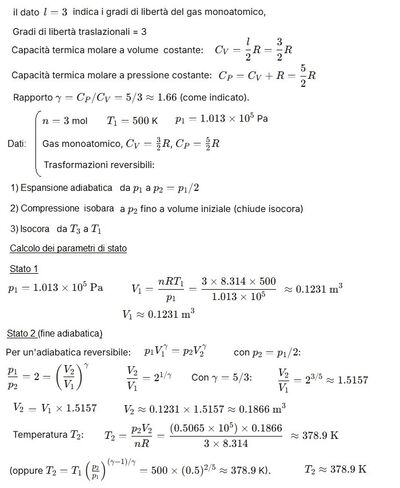Risoluzione problema ciclo termodinamico 1a 