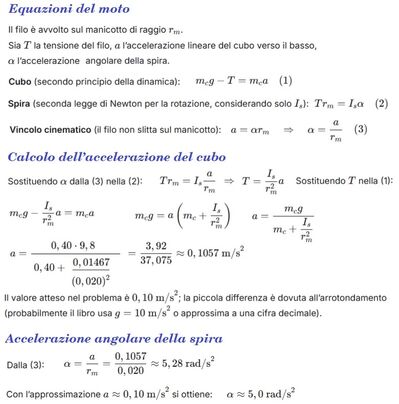 Calcolo accelerazione e velocità angolare spira 3 