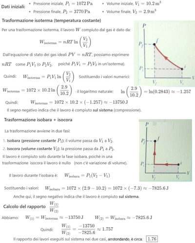 Rapporto lavori gas ideale isoterma isobara 