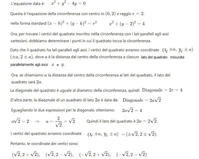 Quadrato inscritto nella circonferenza 1