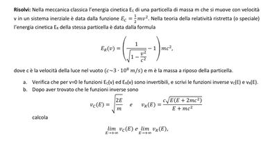 Energia cinetica classica e relatività ristretta