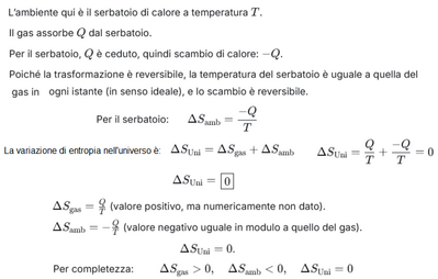 Calcolo entropia gas e ambiente reversibile 2