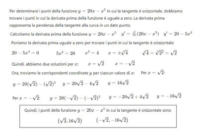 coordinate dei punti a tg orizzontale