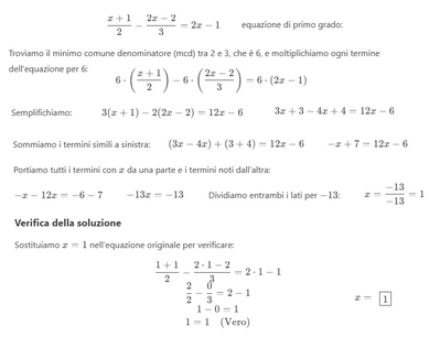 equazione primo grado