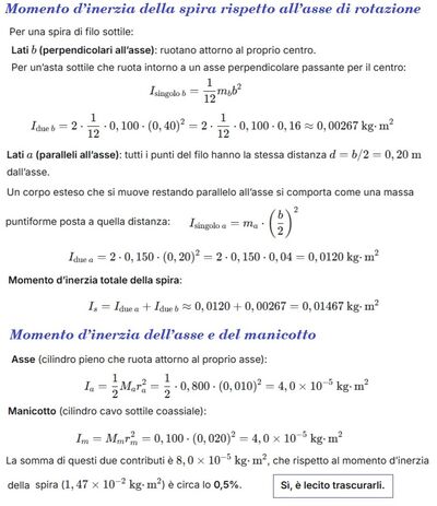 Calcolo accelerazione e velocità angolare spira 2 