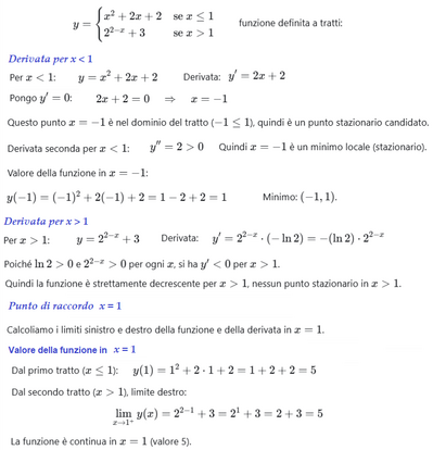 Massimi e minimi di funzione a tratti  Es 108 a