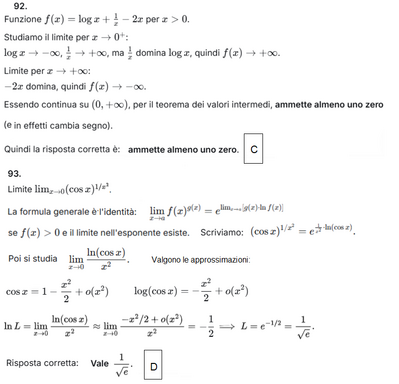 Soluzioni per domande di analisi matematica 1