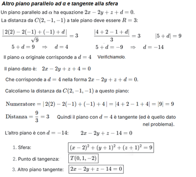Equazione sfera e piani tangenti 2 