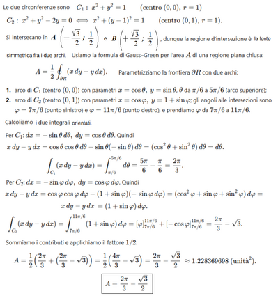 Calcolare area intersezione 1 
