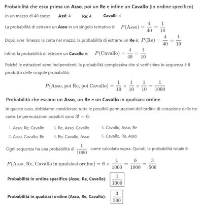 Probabilità uscita 3 carte