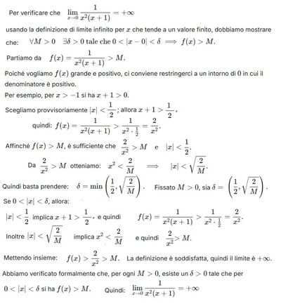 Verifica limite infinito con definizione 1 